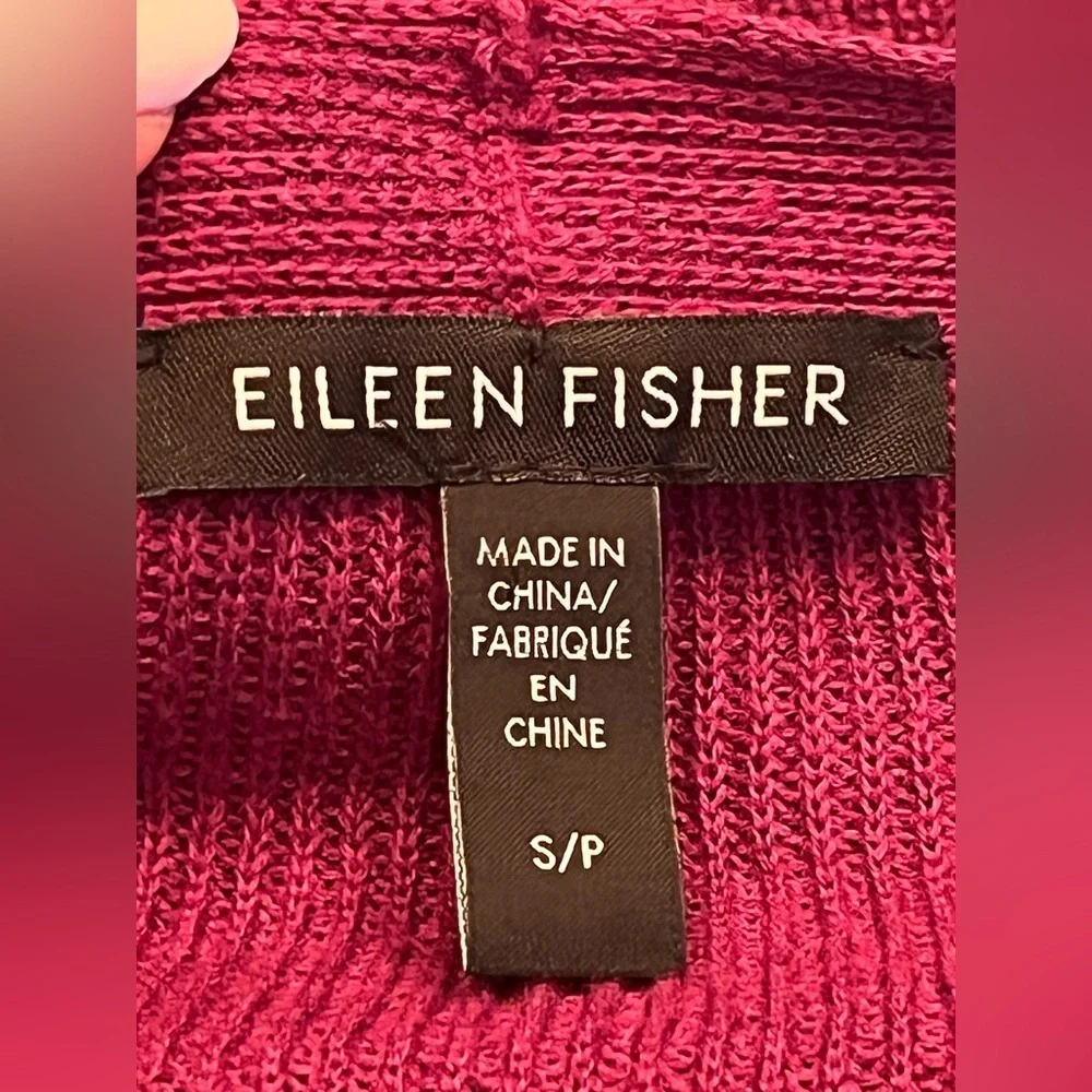 Eileen Fisher Raspberry V-Neck Organic Linen/Organic Cotton Cardigan Womens Sz S - Picture 9 of 9
